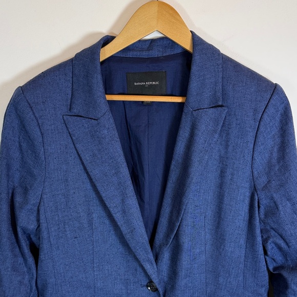 Banana Republic Linen Blend Blue Single Button Blazer - Picture 6 of 15